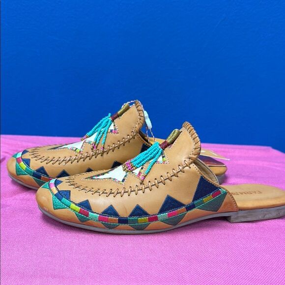 FARM Rio Tan and Blue Moccasins with Leather and Cushioned Sole - Picture 2 of 9